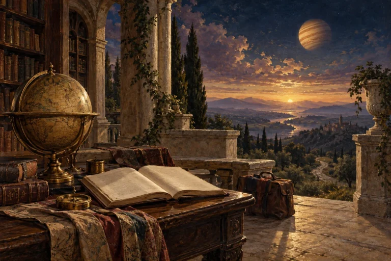 Книга, глобус и дальняя дорога — иллюстрация мировоззрения и большого обучения
